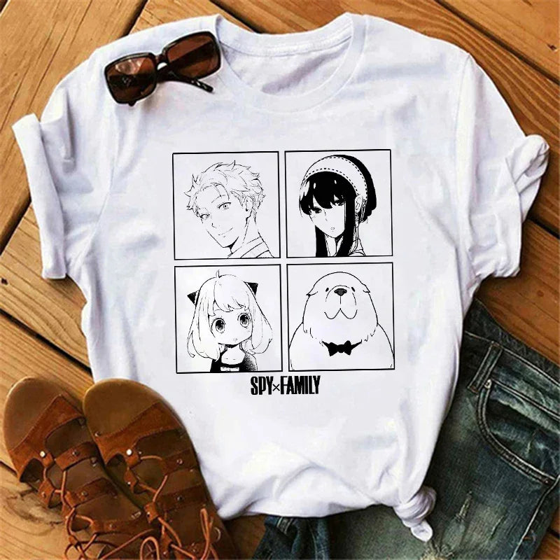 Camiseta Feminina Anime Spy X Family Harajuku Verão Y2K Fofa