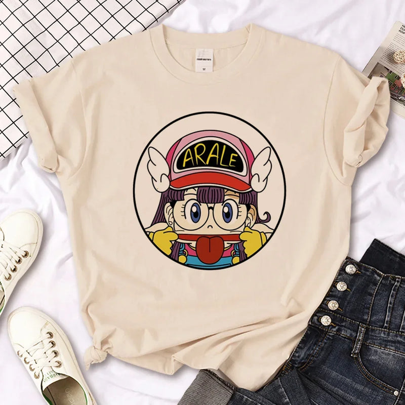 Camiseta Feminina Arale Estilo Japonês Casual Harajuku Solta