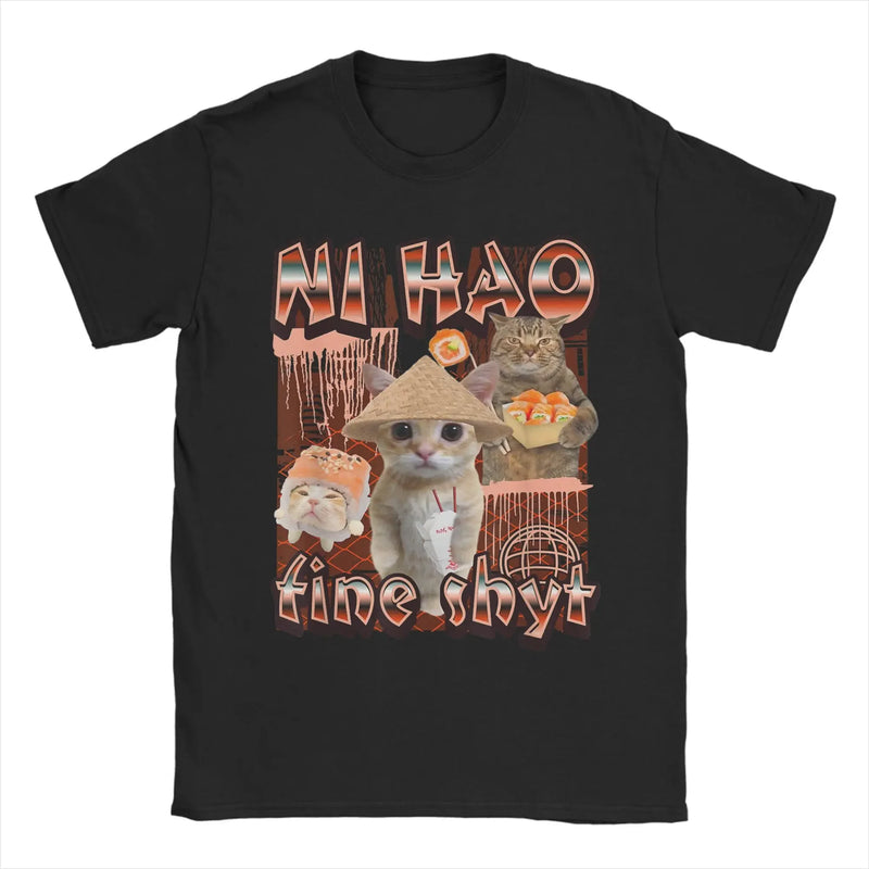 Camiseta Meme Gato “Ni Hao Fine Shyt”