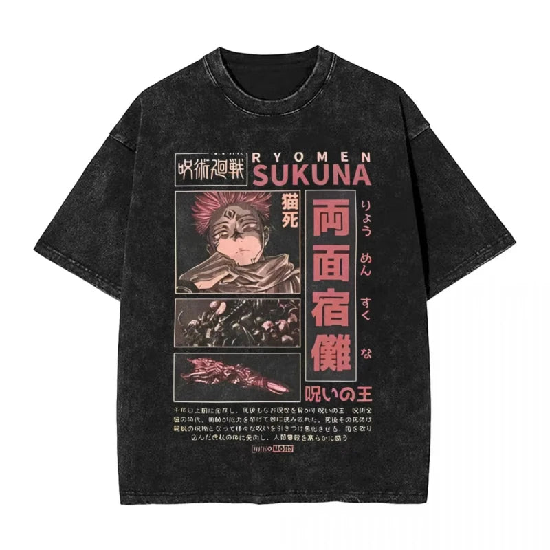 Camiseta Unissex Anime Jujutsu Kaisen Geto Suguru Vintage Harajuku Algodão