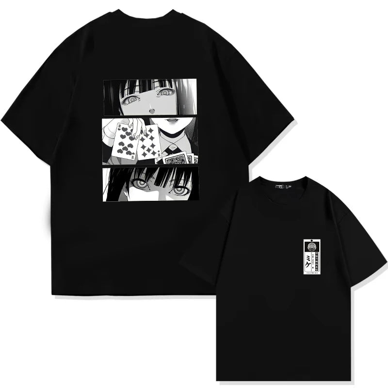 Camiseta Unissex Kakegurui Anime Anos 90 Casual Manga Curta Streetwear