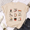 Camiseta Feminina Sushi Manga Harajuku Streetwear Divertida
