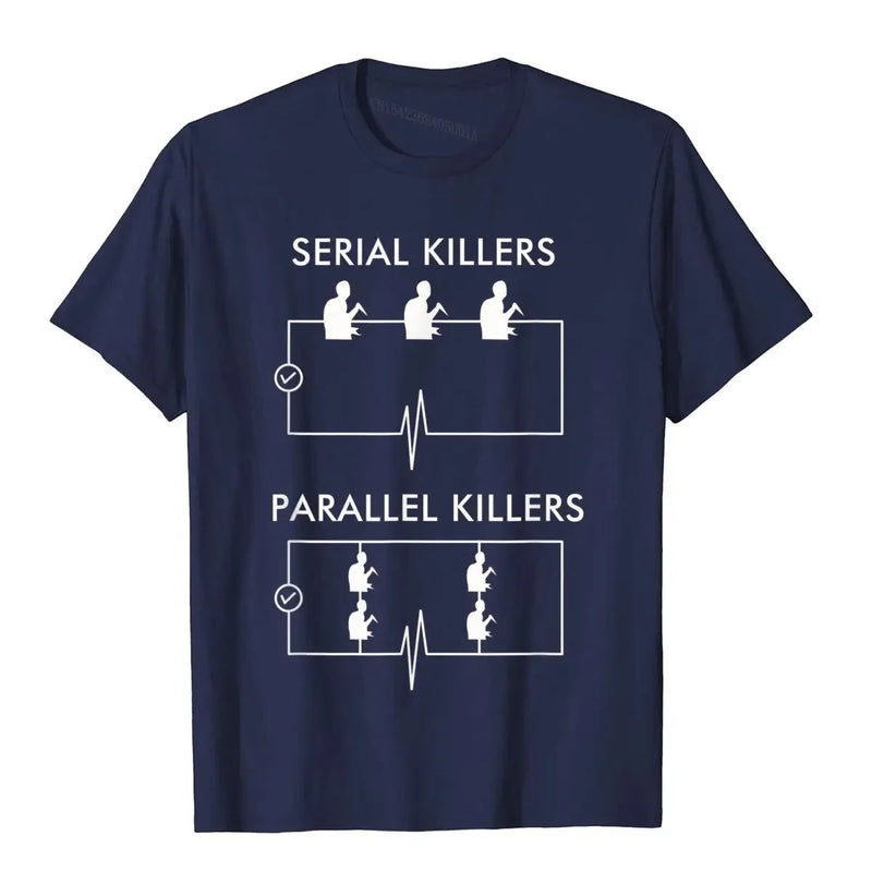 Camiseta Masculina Serial Killers Parallel Killers Eletricista Divertida Algodão Estilo Japonês