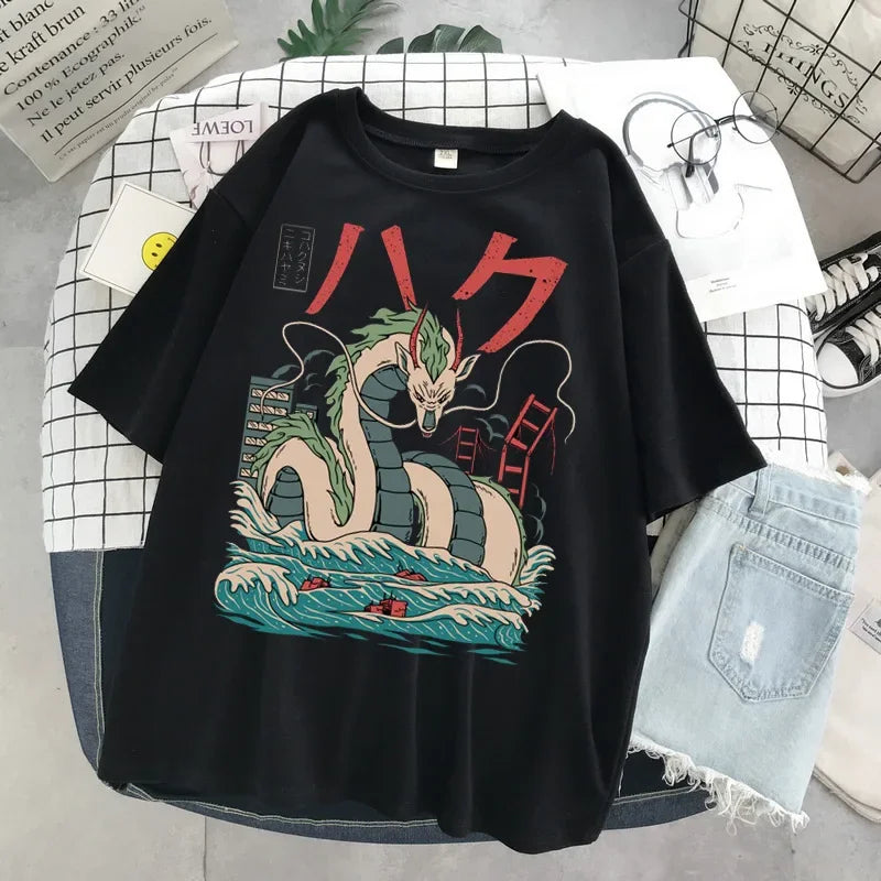 Camiseta Unissex Anime Totoro Hayao Miyazaki Casual Harajuku Manga Curta