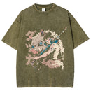 Camiseta Unissex Anime Demon Slayer Hashibira Inosuke Manga Harajuku Algodão Oversized