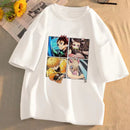 Camiseta Unissex Anime Demon Slayer Kimetsu No Yaiba Verão Manga Curta Streetwear