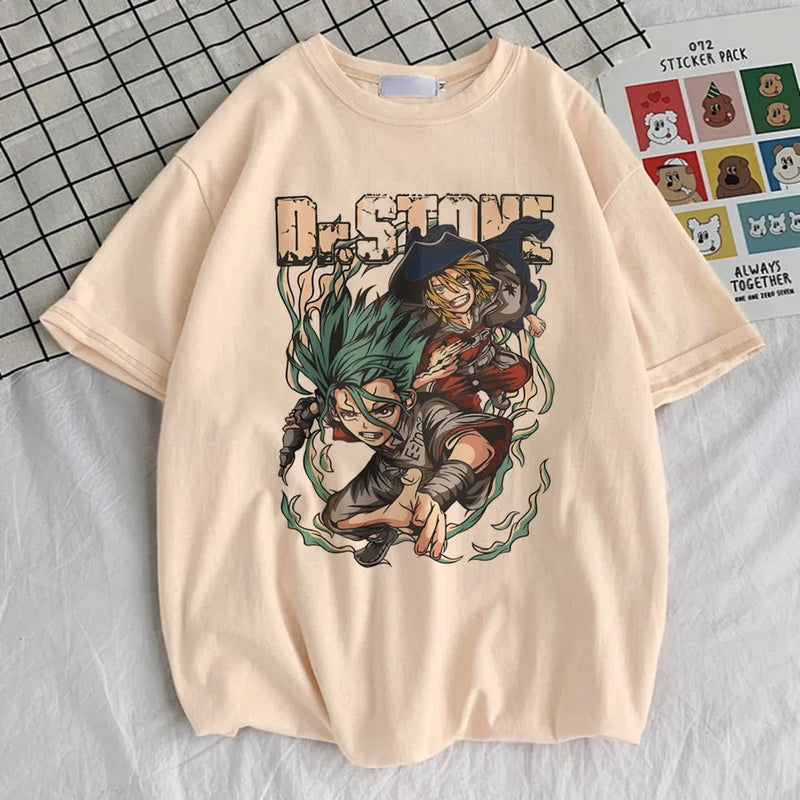 Camiseta Feminina Dr. Stone Harajuku Anime 80s Estética Pop 2000s Hip Hop